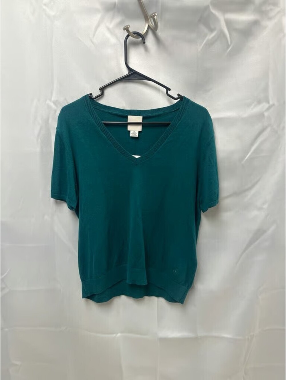 Calvin Klein Womens Short Sleeve V-Neck Sw Maya Blue L